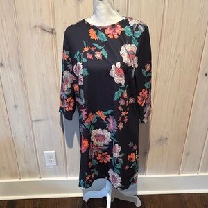 Boohoo Floral Shift Dress - navy with Multicolor Floral Print